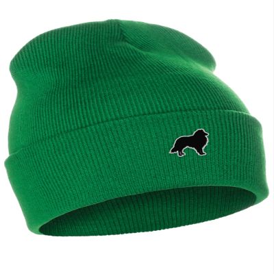 Daxton Dog Breeds Cuffed Beanie Winter Knit Hat Skully Cap, Sheltie Collie, Kelly Beanie