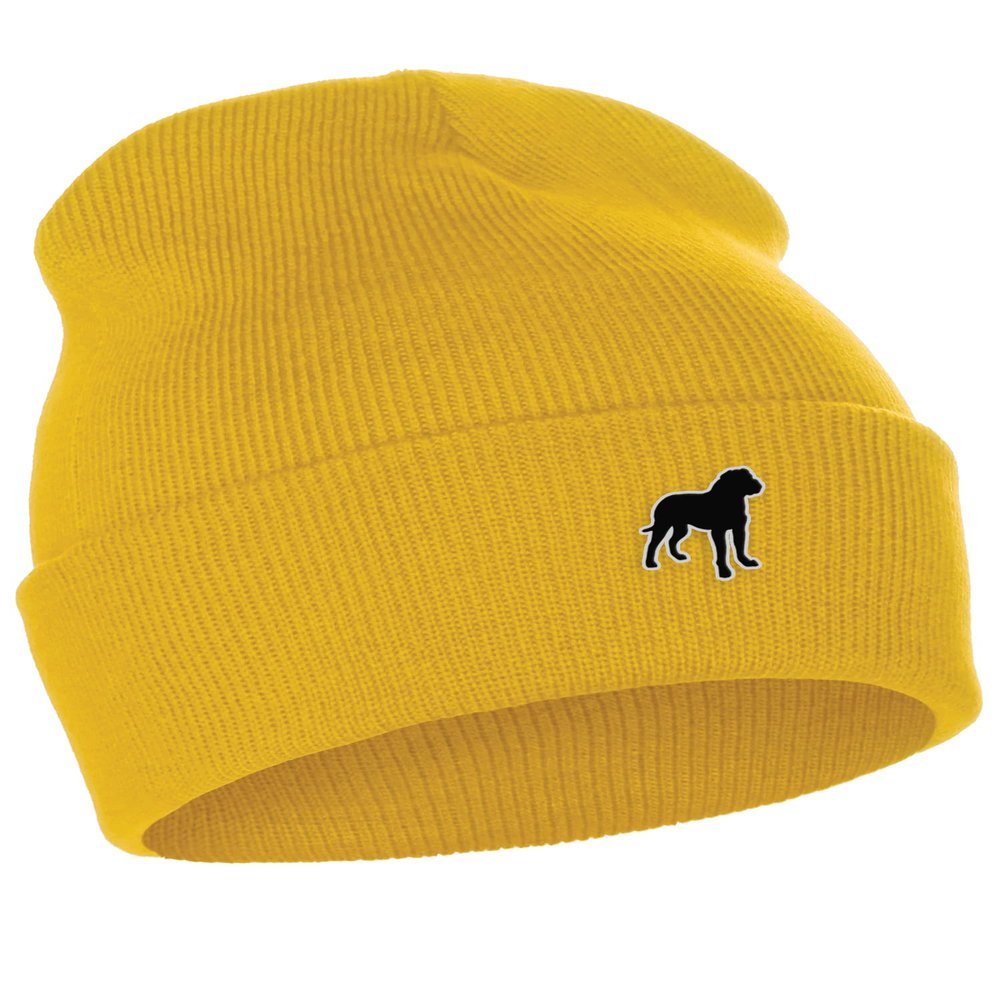 Daxton Dog Breeds Cuffed Beanie Winter Knit Hat Skully Cap, Rottweiler, Gold Beanie