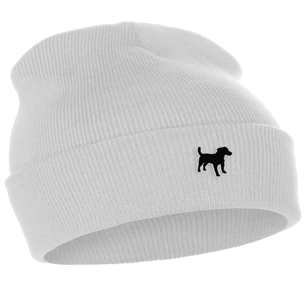 Daxton Dog Breeds Cuffed Beanie Winter Knit Hat Skully Cap, Terrier Mix, White Beanie