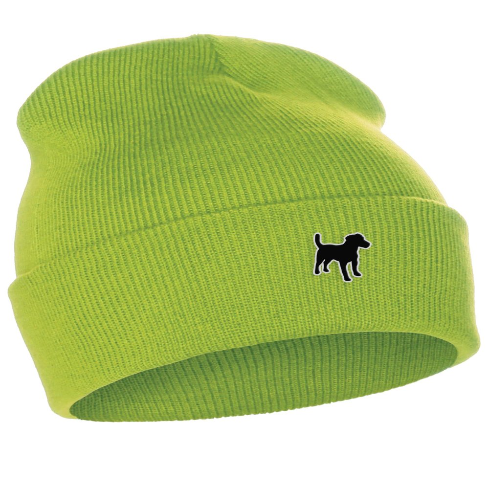 Daxton Dog Breeds Cuffed Beanie Winter Knit Hat Skully Cap, Terrier Mix, Neon Green Beanie