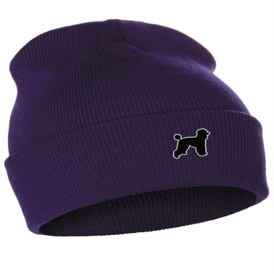 Daxton Dog Breeds Cuffed Beanie Winter Knit Hat Skully Cap, Poodle, Purple Beanie