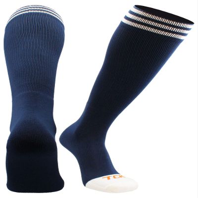 TCK Prosport Navy Blue Soccer Socks Kids Youth Girls Boys Womens Mens Athletic Sports Tube Socks (Navy/White, Small)