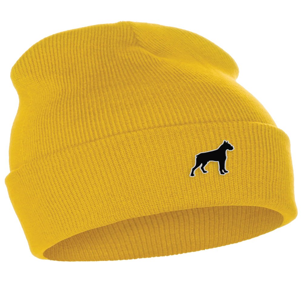 Daxton Dog Breeds Cuffed Beanie Winter Knit Hat Skully Cap, Boxer, Gold Beanie