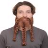 HPO Adult Men's Braided Viking Beard and Mustache | Redish Brown Color | Novelty False Facial Hair | Costume Accessory for Adults view 1