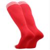 TCK Prosport Red Soccer Socks Kids Youth Girls Boys Womens Mens Athletic Sports Tube Socks (Scarlet/White, Large) view 2