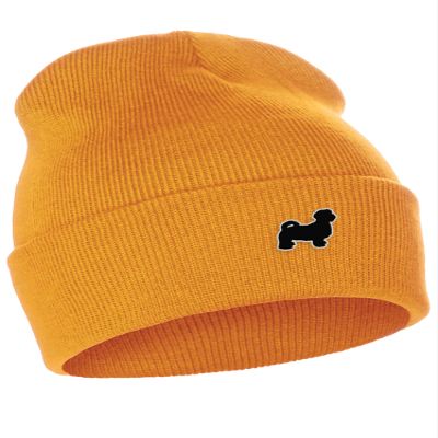 Daxton Dog Breeds Cuffed Beanie Winter Knit Hat Skully Cap, Shih Tzu Maltese, Neon Orange Beanie