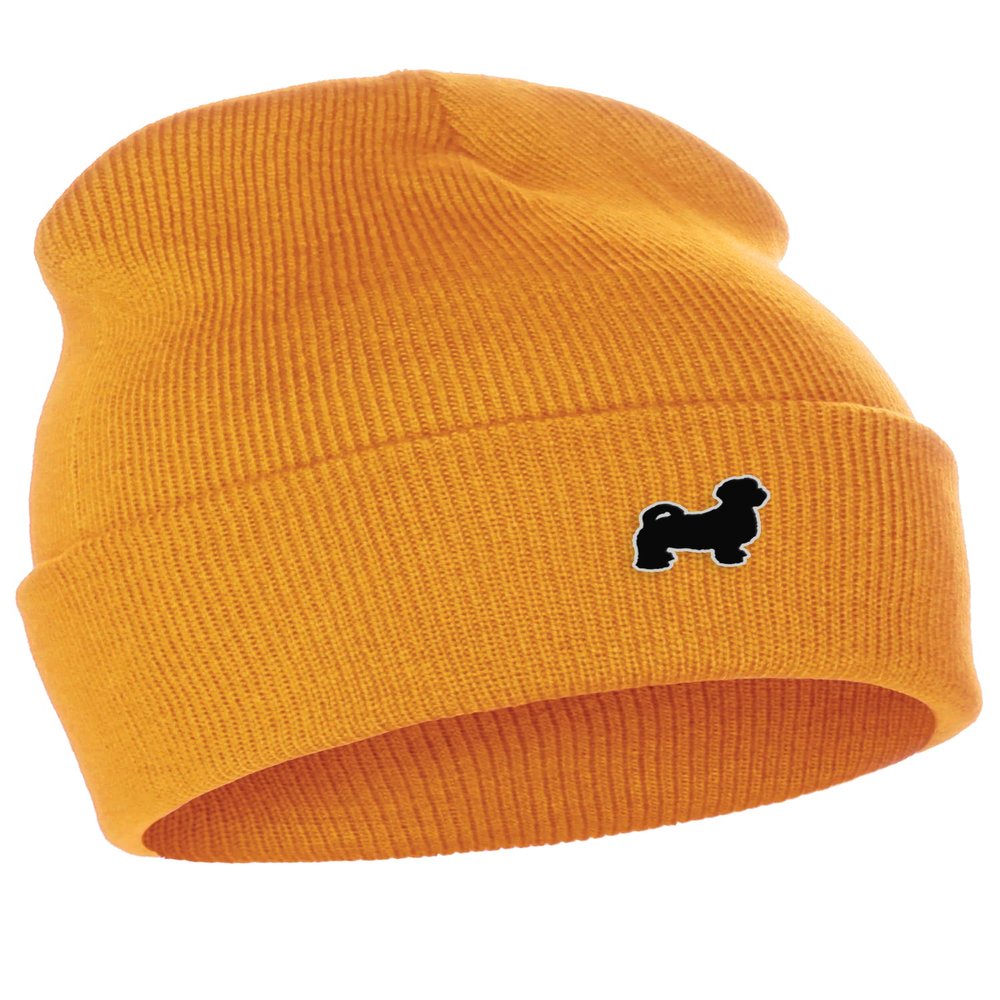 Daxton Dog Breeds Cuffed Beanie Winter Knit Hat Skully Cap, Shih Tzu Maltese, Neon Orange Beanie