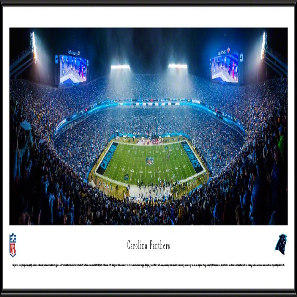 Carolina Panthers - Night Game - 40.25x13.75-inch Standard Framed Print by Blakeway Panoramas