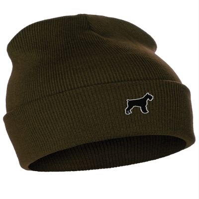 Daxton Dog Breeds Cuffed Beanie Winter Knit Hat Skully Cap, Schnauzer, Olive Beanie