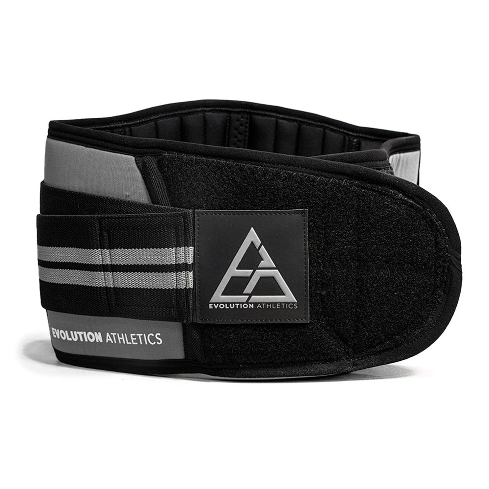 Evolution Athletics Weight Lifting Sport Belt for Strength Training, Powerlifting, or Deadlift, Features Thick Flexible Comfortable Neoprene, Reinforced Back, Adjustable Side Straps, Large, Gray