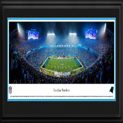 Carolina Panthers, Night Game - 44x18-inch Double Mat, Deluxe Framed Picture by Blakeway Panoramas