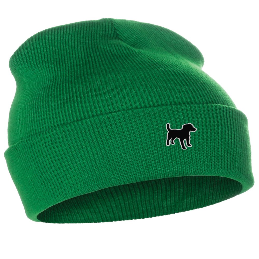 Daxton Dog Breeds Cuffed Beanie Winter Knit Hat Skully Cap, Terrier Mix, Kelly Beanie