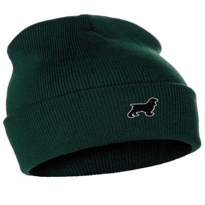 Daxton Dog Breeds Cuffed Beanie Winter Knit Hat Skully Cap, Cocker Spaniel, Forest Beanie
