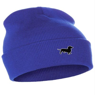 Daxton Dog Breeds Cuffed Beanie Winter Knit Hat Skully Cap, Dachshund, Royal Beanie