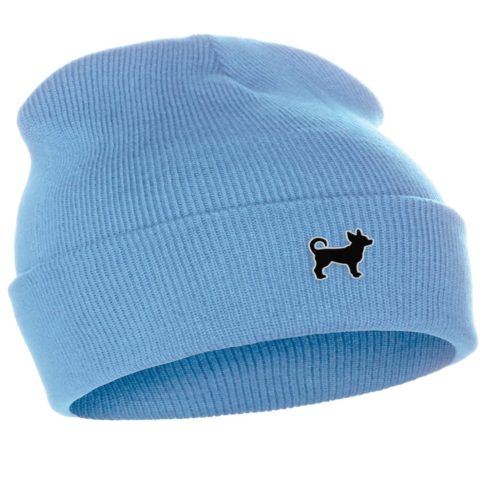Daxton Dog Breeds Cuffed Beanie Winter Knit Hat Skully Cap, Chihuahua, Sky Beanie