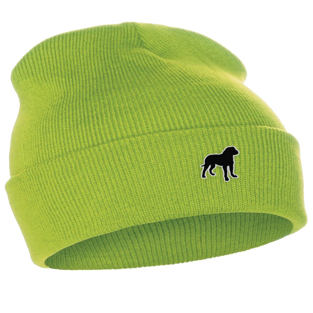 Daxton Dog Breeds Cuffed Beanie Winter Knit Hat Skully Cap, Rottweiler, Neon Green Beanie