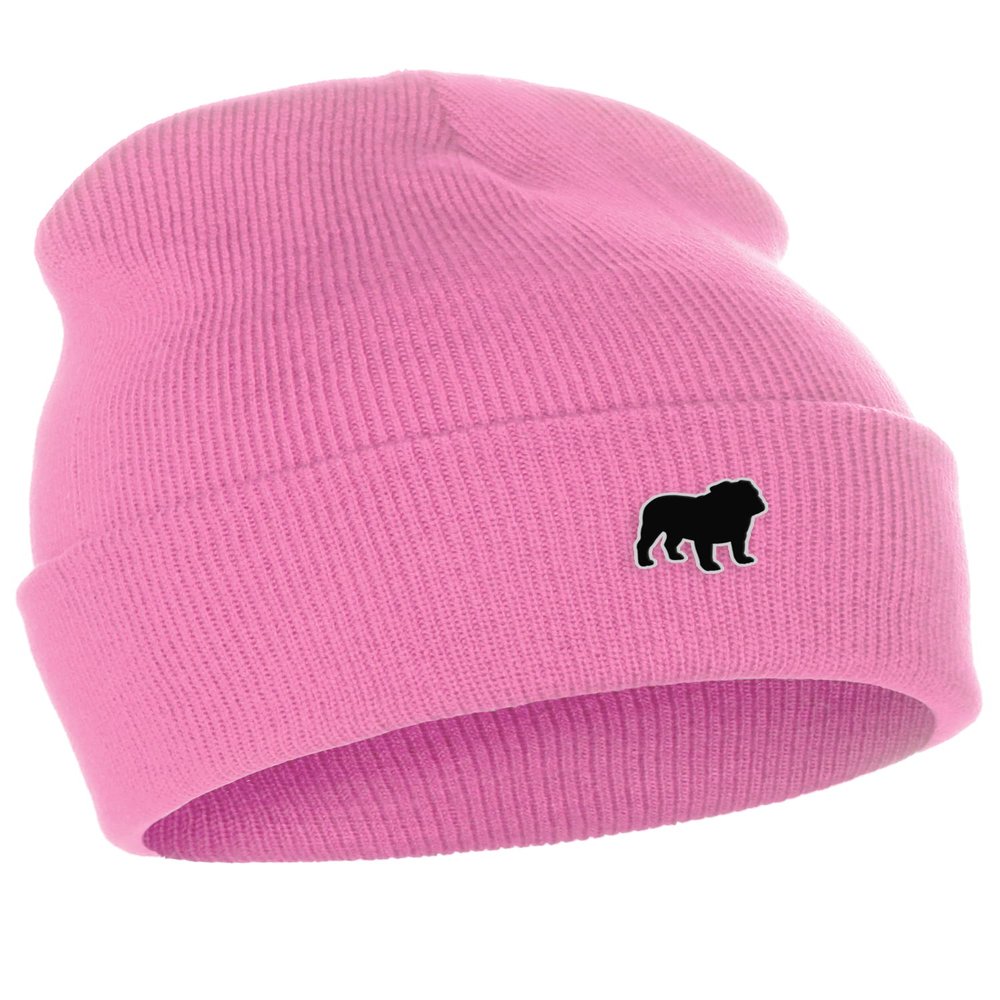 Daxton Dog Breeds Cuffed Beanie Winter Knit Hat Skully Cap, Bulldog, Pink Beanie