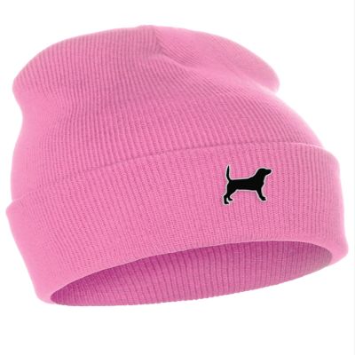 Daxton Dog Breeds Cuffed Beanie Winter Knit Hat Skully Cap, Beagle, Pink Beanie