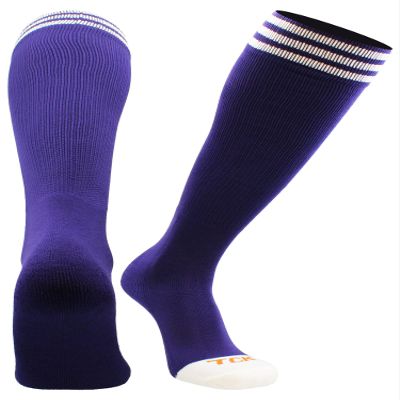 TCK Prosport Purple Soccer Socks Kids Youth Girls Boys Womens Mens Athletic Sports Tube Socks (Purple/White, Medium)