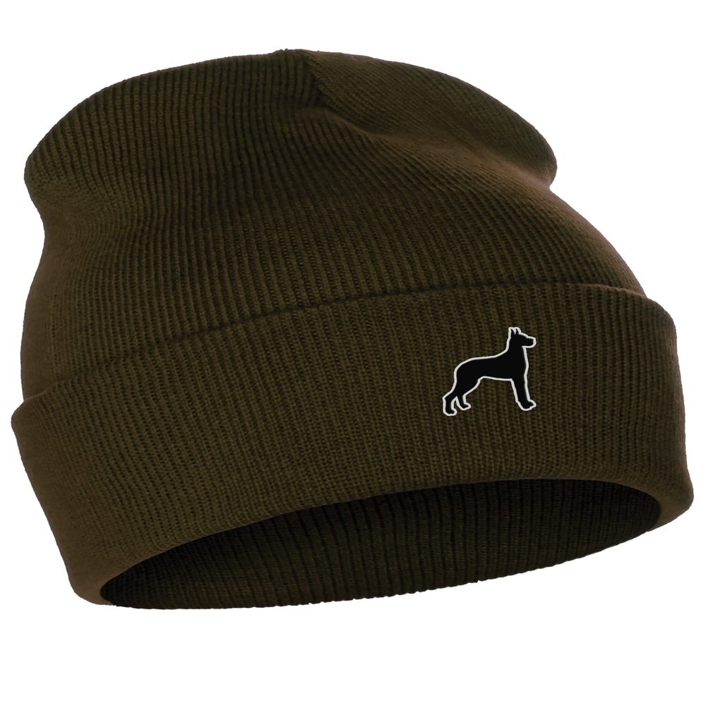 Daxton Dog Breeds Cuffed Beanie Winter Knit Hat Skully Cap, Great Dane, Olive Beanie