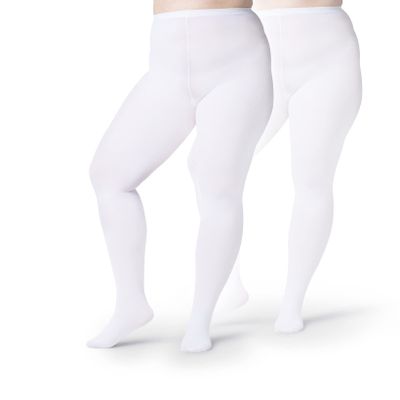 Silky Toes Plus Size Heavy Opaque Microfiber Winter Tights for Women 80D - Thick Warm Durable & Comfortable Stretch Pantyhose for Curvy Women, Solid Colors, Sizes 1X8X (White, 5X/6X)