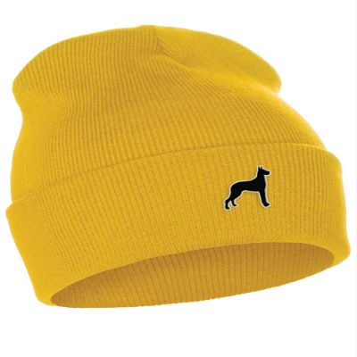 Daxton Dog Breeds Cuffed Beanie Winter Knit Hat Skully Cap, Great Dane, Gold Beanie
