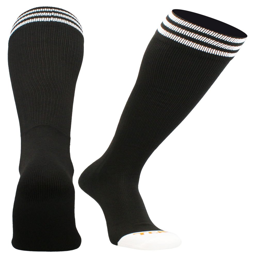 TCK Prosport Black Soccer Socks Kids Youth Girls Boys Womens Mens Athletic Sports Tube Socks (Black/White, Small)