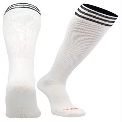TCK Prosport White Soccer Socks Kids Youth Girls Boys Womens Mens Athletic Sports Tube Socks (White/Black, X-Small)
