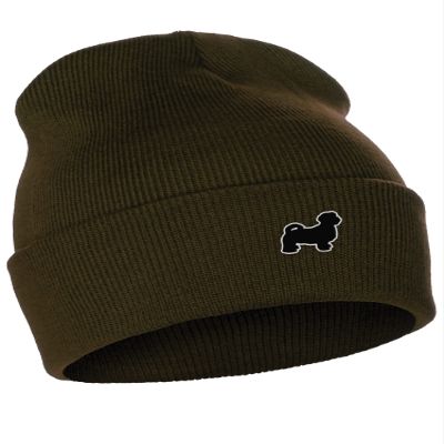 Daxton Dog Breeds Cuffed Beanie Winter Knit Hat Skully Cap, Shih Tzu Maltese, Olive Beanie