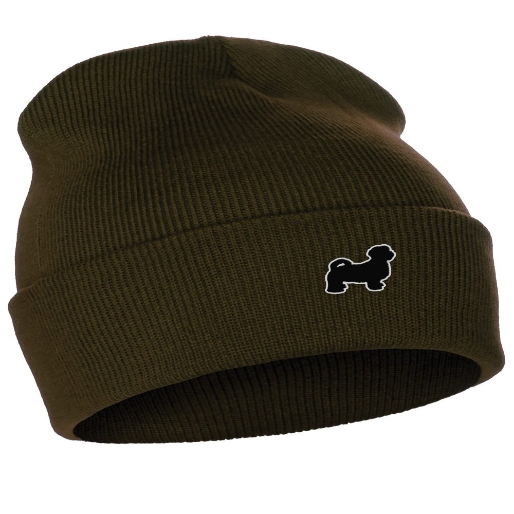 Daxton Dog Breeds Cuffed Beanie Winter Knit Hat Skully Cap, Shih Tzu Maltese, Olive Beanie