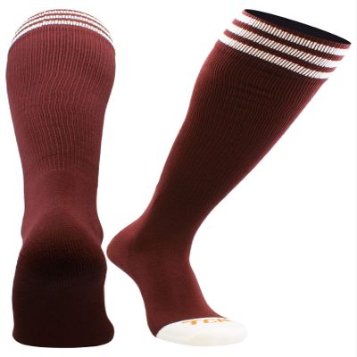 TCK Prosport Maroon Soccer Socks Kids Youth Girls Boys Womens Mens Athletic Sports Tube Socks (Maroon/White, Small)