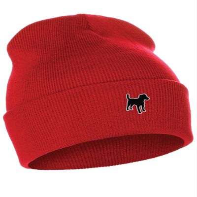 Daxton Dog Breeds Cuffed Beanie Winter Knit Hat Skully Cap, Terrier Mix, Red Beanie