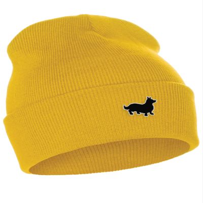 Daxton Dog Breeds Cuffed Beanie Winter Knit Hat Skully Cap, Corgi, Gold Beanie