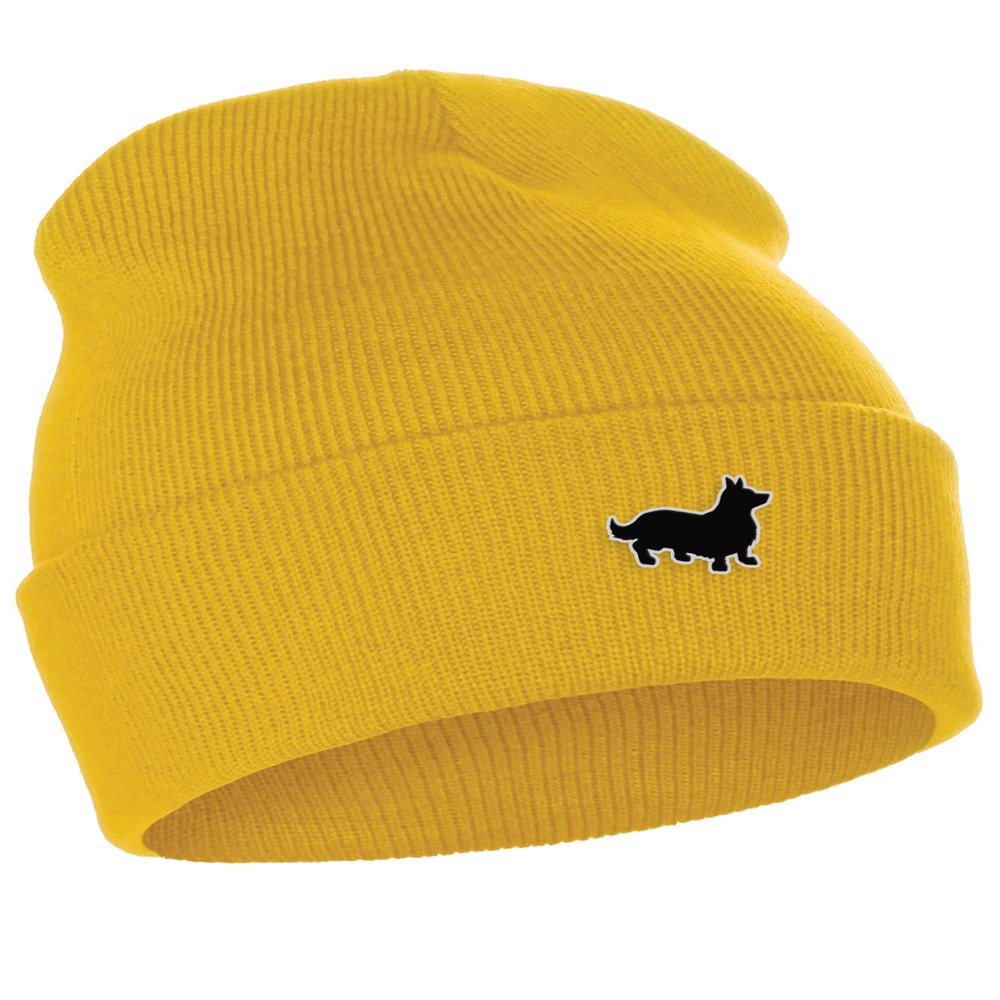 Daxton Dog Breeds Cuffed Beanie Winter Knit Hat Skully Cap, Corgi, Gold Beanie