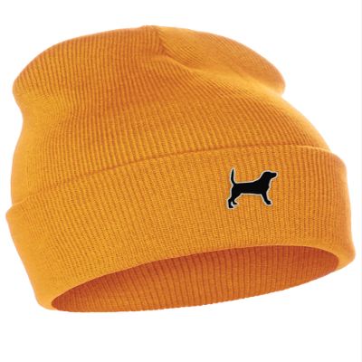 Daxton Dog Breeds Cuffed Beanie Winter Knit Hat Skully Cap, Beagle, Neon Orange Beanie