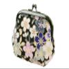 (0217-3) Uni Fiber, Made in Japan, Nigoshi Crepe, Japanese Pattern, 3.6 Size Pluckuri Coin Pouch, Cherry Blossom, Navy Blue, White/Navy Blue, One Size view 1