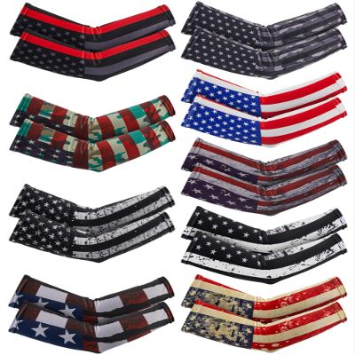 Jecery 9 Pairs Arm Sleeves for Kids Youth Arm Sleeve Compression Football Baseball American Flag for Teen Youth Sun Protection Breathable Cooling Baseball Athletic Basketball Sleeve Cover, 8-12 Years