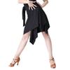 Women Latin Salsa Dance Skirt Skate Hip Wrap Skirt Smooth Irregular Swing Ballroom Tango Cha Cha Practice Skirt (Black,M) view 3