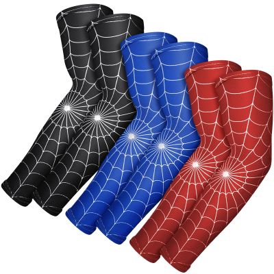 Bencailor 3 Pair UV Sun Protection Arm Sleeves Spider Web Compression Sleeves Cooling Tattoo Arm Cover for Outdoor Protector