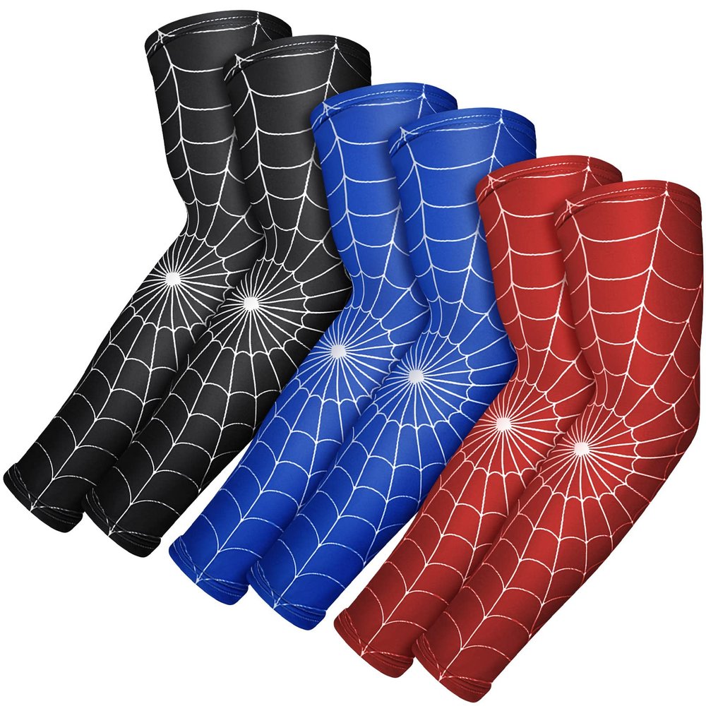 Bencailor 3 Pair UV Sun Protection Arm Sleeves Spider Web Compression Sleeves Cooling Tattoo Arm Cover for Outdoor Protector