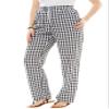 Woman Within Plus Size Tall Seersucker Pull-On Elastic-Waist Pants - 32 T, Black Gingham view 1