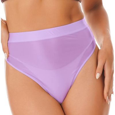 Linjinx Women's Glossy High Waist Yoga Shorts Gym Workout Rave Booty Dance Mini Hot Pants Bottoms Light Purple Medium