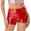 vastwit Womens Shiny Metallic High Waisted Booty Shorts Hot Pants Festival Rave Dance Bottoms Clubwear Red B X-Large view 2