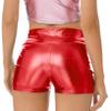 vastwit Womens Shiny Metallic High Waisted Booty Shorts Hot Pants Festival Rave Dance Bottoms Clubwear Red B X-Large view 4