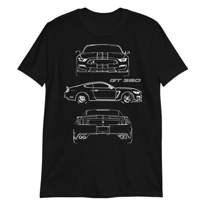 2017 high-Performance Pony car GT350 Sports Car Street Racing Black Stang Outline Sketch Art Short-Sleeve Unisex T-Shirt