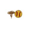 Mini Leather Round Soccer Baseball Sport Stud Earings Softball for Sport Ball Fans Player Baseball Stuff Friendship Handmade Jewelry-Yellow view 1