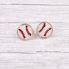 Mini Leather Round Soccer Baseball Sport Stud Earings Softball for Sport Ball Fans Player Baseball Stuff Friendship Handmade Jewelry-Yellow view 4