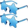 CHENGU 2 Pcs Rimless Star Shape Sunglasses Transparent Candy Color Y2k Star Glasses Accessories for Women Party Favor(Blue) view 1