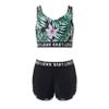 Loloda Girls' Sport Dance Outfit Letter Print One Shoulder Crop Top with Bottoms for Gym Workout Practice D#Black 4 Years view 1