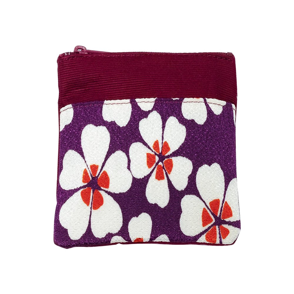 (0610-6) Uni Fiber Japanese Pattern Coin Case [Modern Cherry Blossom/Purple), Purple, One Size